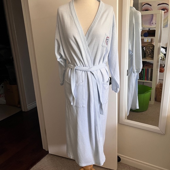 Bathrobe, light blue, cotton - Picture 2 of 8
